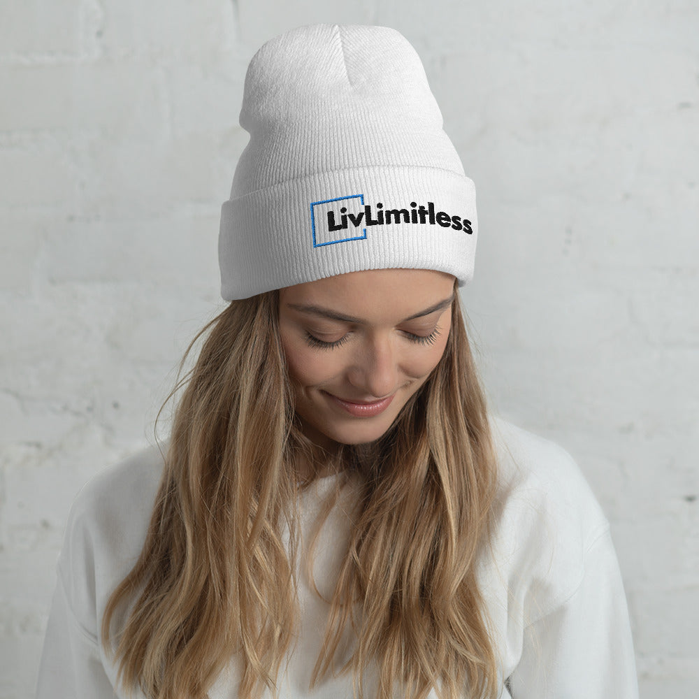 LivLimitless White Cuffed Beanie