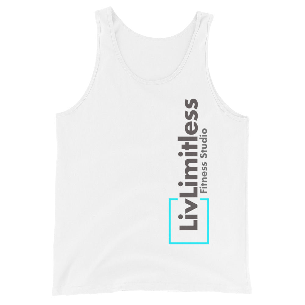 LivLimitless White Vert Unisex Tank Top