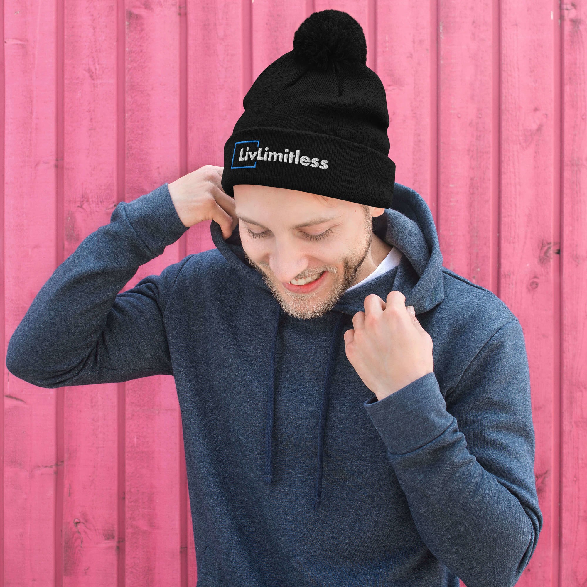 LivLimitless Black Pom-Pom Beanie